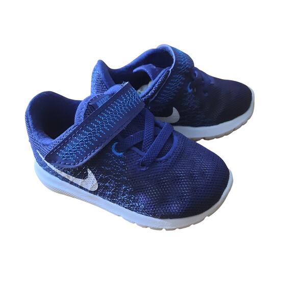Nike Flex Fury Velcro Closure Deep Royal Blue Baby Sneakers Size 4C NWOT - Picture 1 of 7
